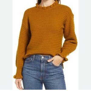 Madewell Ruffle Neck/ Sleeve Sweater